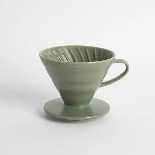 Hario V60-02 Ceramic Brew Dripper - Oil Green