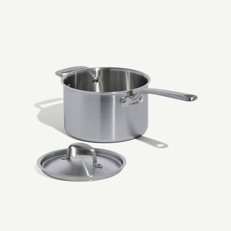 MADE IN Cookware 4 QT 5-ply Stainless Steel Saucepan