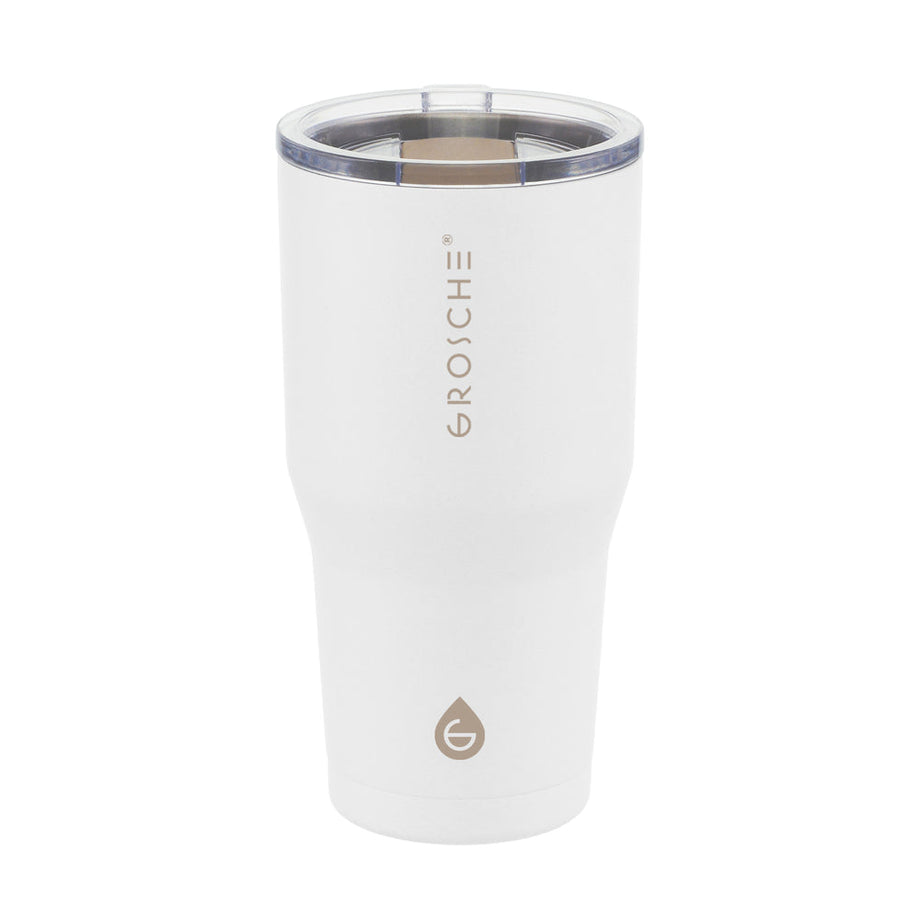 Grosche YUKON Stainless Steel Insulated Travel Mug with Slider Lid, 20oz - Cream White