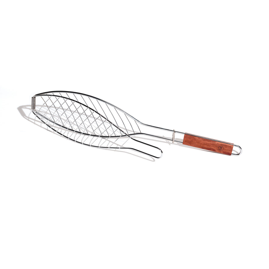 Outset Fish Grill Basket with Rosewood Handle
