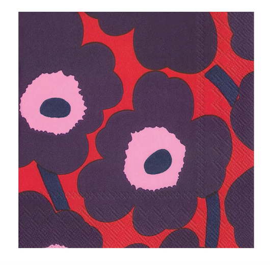 Marimekko Paper Cocktail Napkins - Red Blue