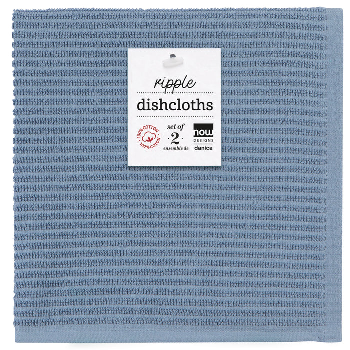 Now Designs Terry Cotton Dishcloths - Set of 2 / Slate Blue