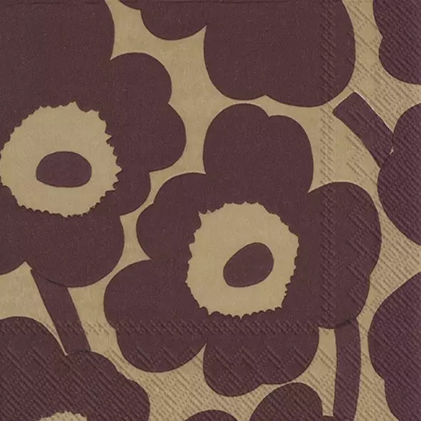 Marimekko Paper Lunch Napkins - UNIKKO Cream Bordeaux