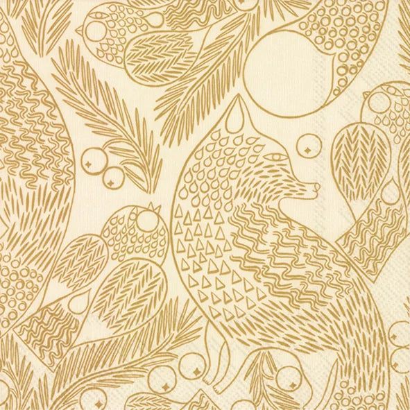 Marimekko Paper Lunch Napkins - KETUNMARJA Cream Gold