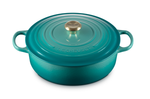 Le Creuset 6.2L Shallow Round Dutch Oven - Bleu Riviera