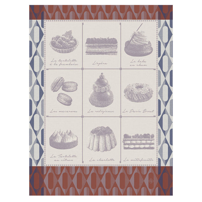 Jacquard Français Cotton Tea Towel - Pâtisseries Françaises Purple