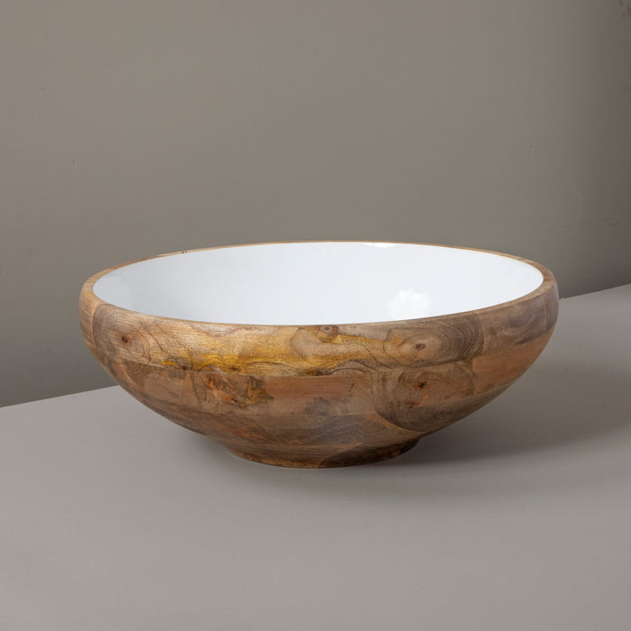 Be Home Mango Wood & Enamel Curvy Bowl - Large