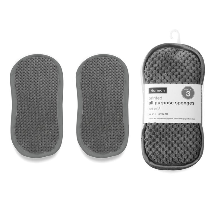 Harman Luxe Plush Scrubber Sponge - Set of 3 / Charcoal