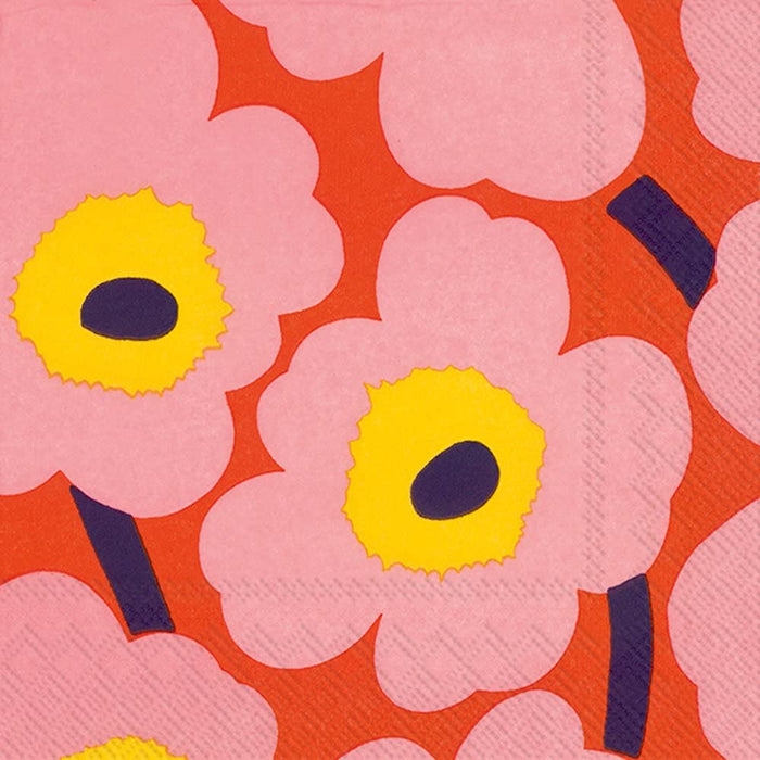 Marimekko Paper Lunch Napkins - UNIKKO Rose Orange