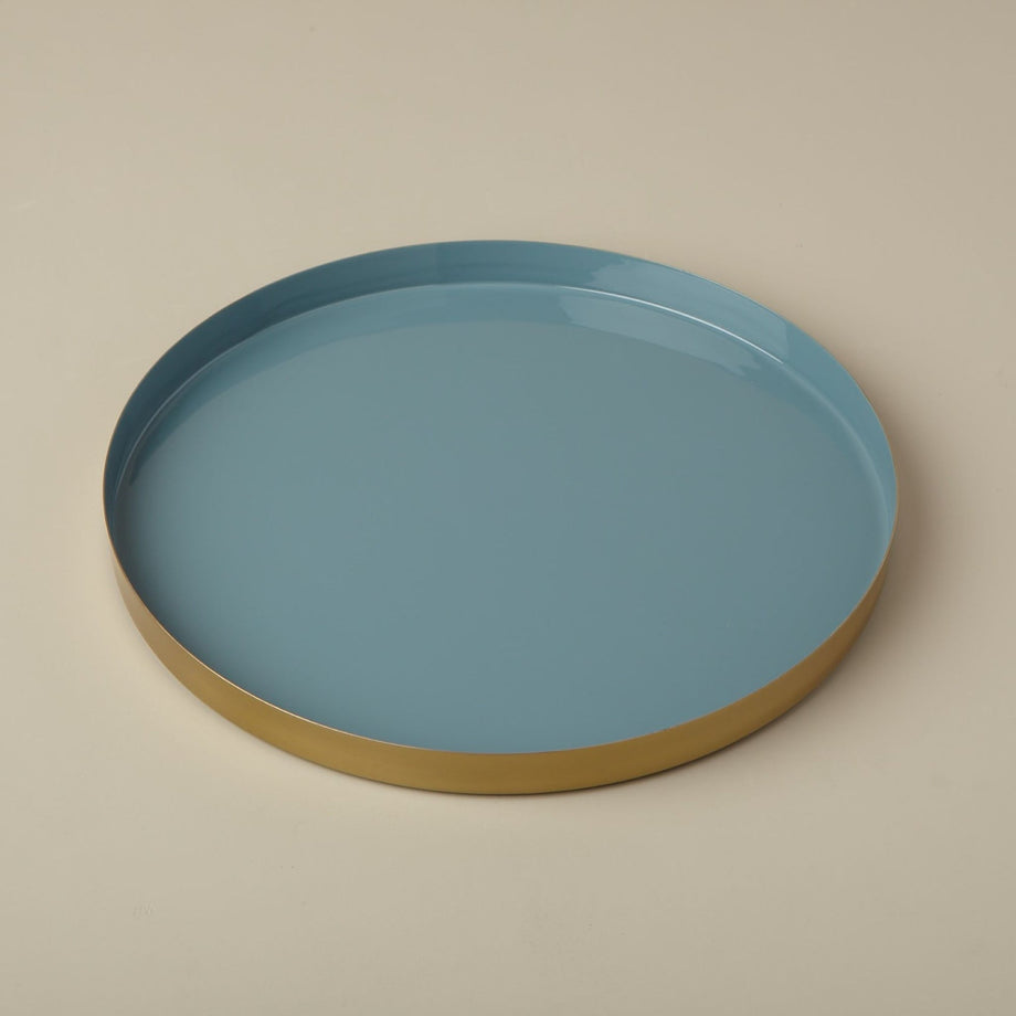 Be Home Gold & Enamel Round Tray - Large / Marine