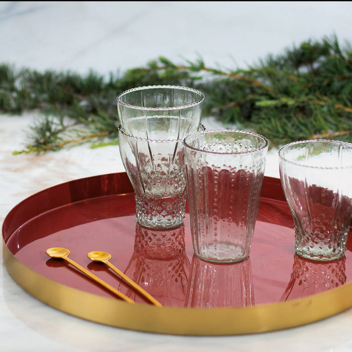 Be Home Gold & Enamel Round Tray - Large / Paprika