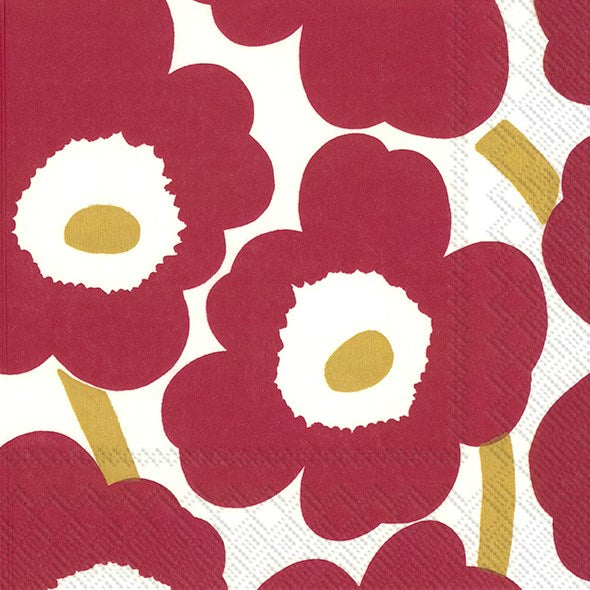 Marimekko Paper Lunch Napkin -  UNIKKO Dark Red Gold