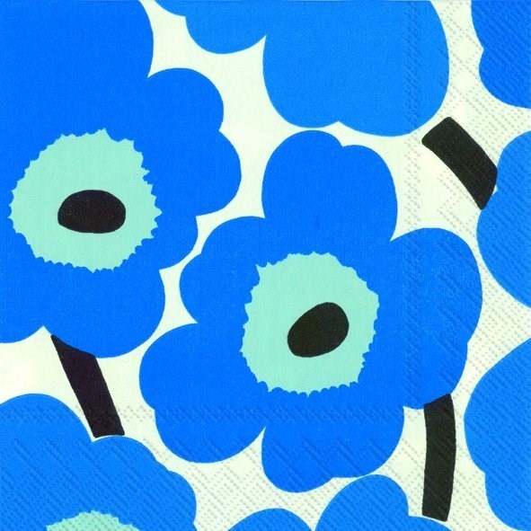 Marimekko Paper Lunch Napkins - UNIKKO Blue