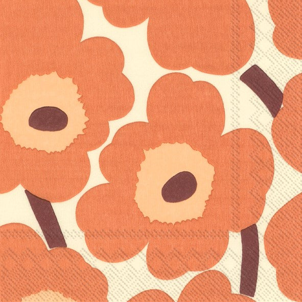 Serviettes de cocktail Marimekko - crème UNIKKO teracotta