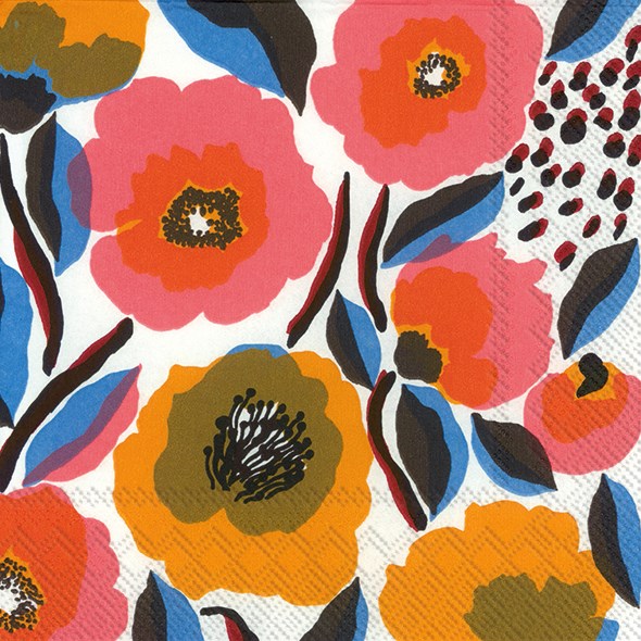 Marimekko Paper Lunch Napkin - ROSARIUM white rose