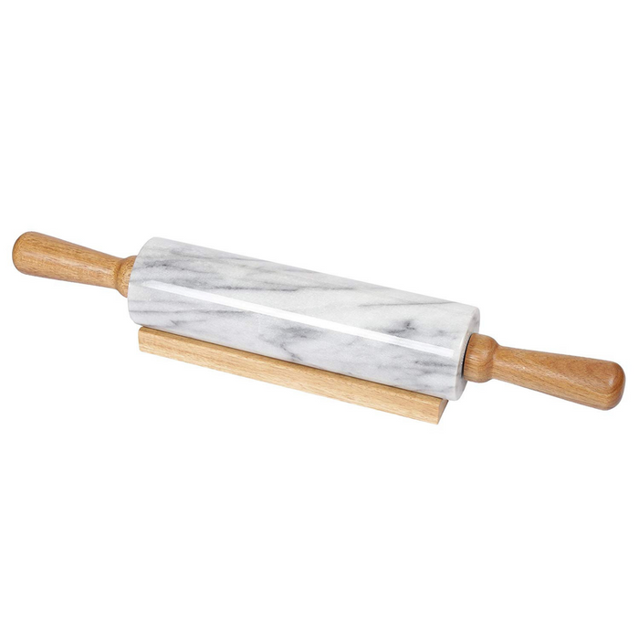 Fox Run 10" Marble Rolling Pin with Wood Stand