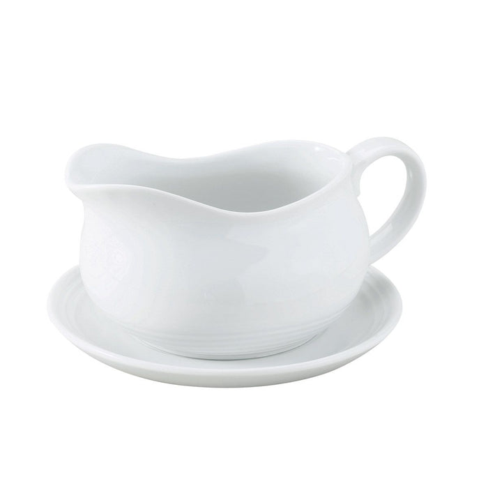 White Gravy Boat with Saucer