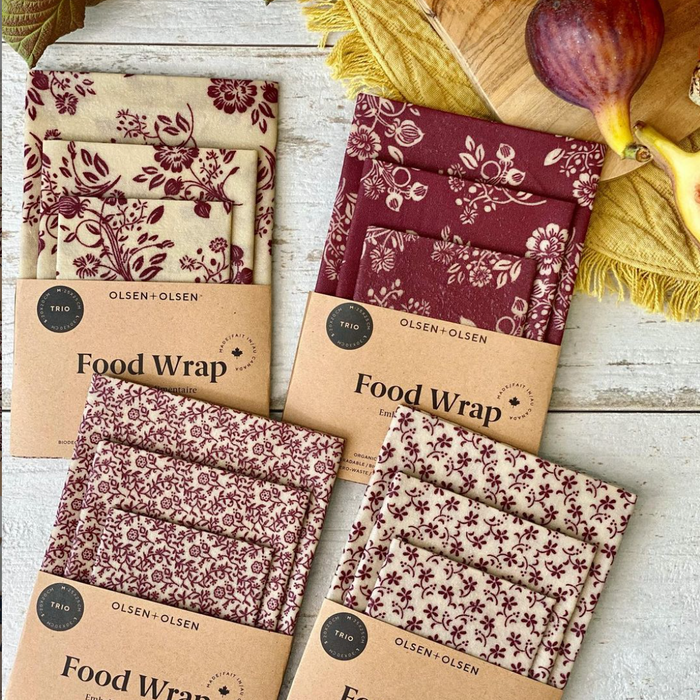 Olsen + Olsen Organic Beeswax Wraps - 3 Pack (mixed prints)