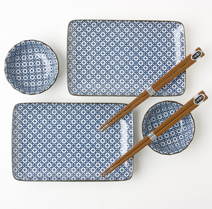 Miya Blue & White Cross Sushi Set