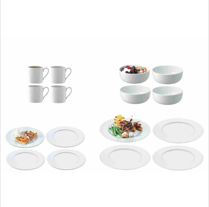 LSA Dining Set - 16 Piece, White Rim