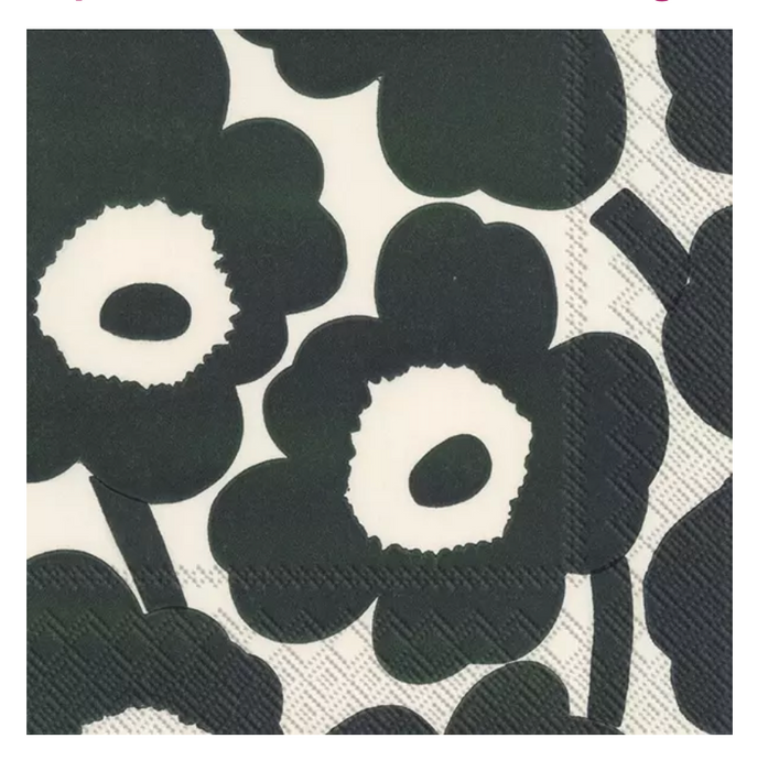 Marimekko Paper Lunch Napkin - UNIKKO cream green