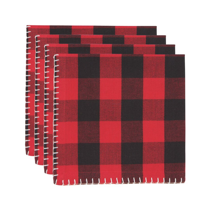 NOW Designs Holiday Cotton Napkins, Set of 4 - Red Plaid